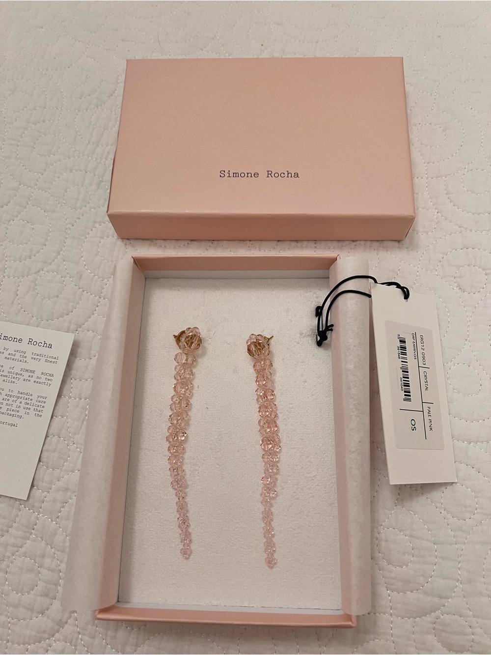 Simone Rocha Blush Crystal Threader Drop Earrings